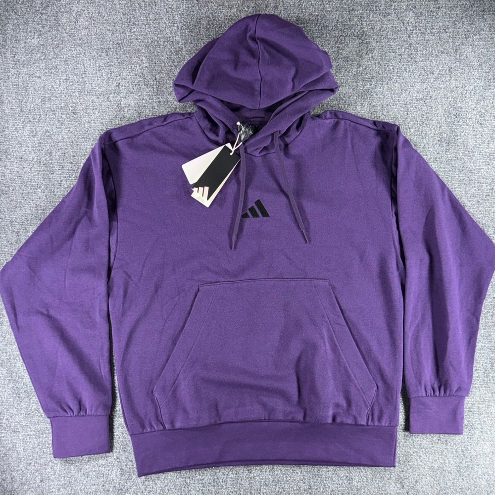 Adidas Mens Feelcozy HD Hoodie Aurora Plum‎ Black JX5661 Sweatshirt L